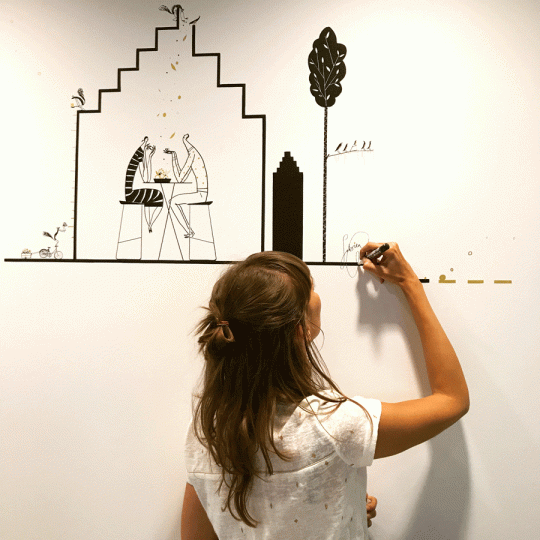 muurschildering bij Joost Arijs Pralinewinkel Gent